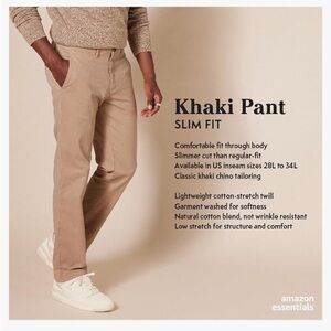 Amazon Essentials Men's Slim-Fit Casual Stretch Chino Pant